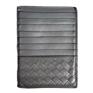 Bottega Veneta Grey Intrecciato Leather Zip Card Holder